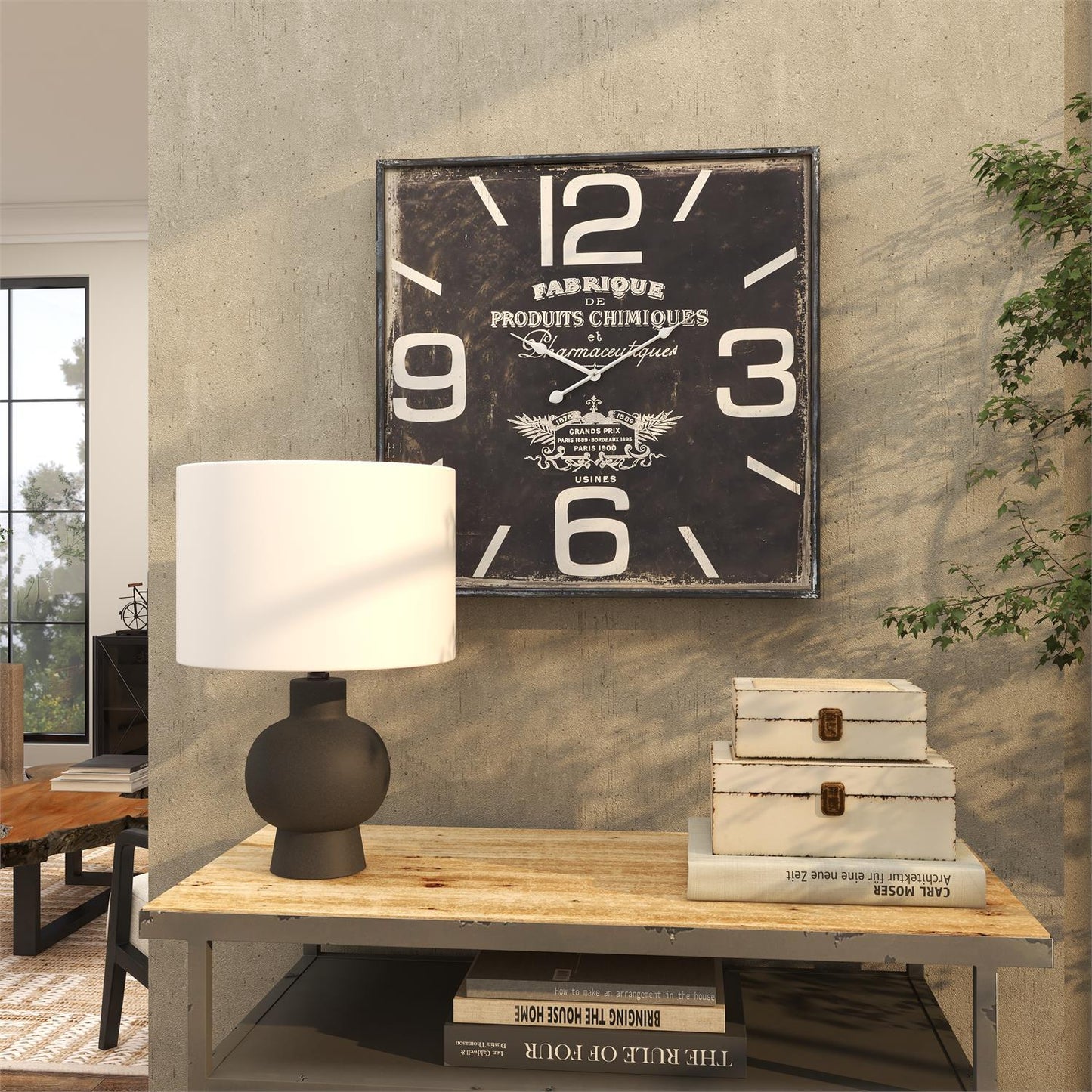 UMA 52518 Black Wooden Decorative Wall Clock, 23" x 2" x 23"