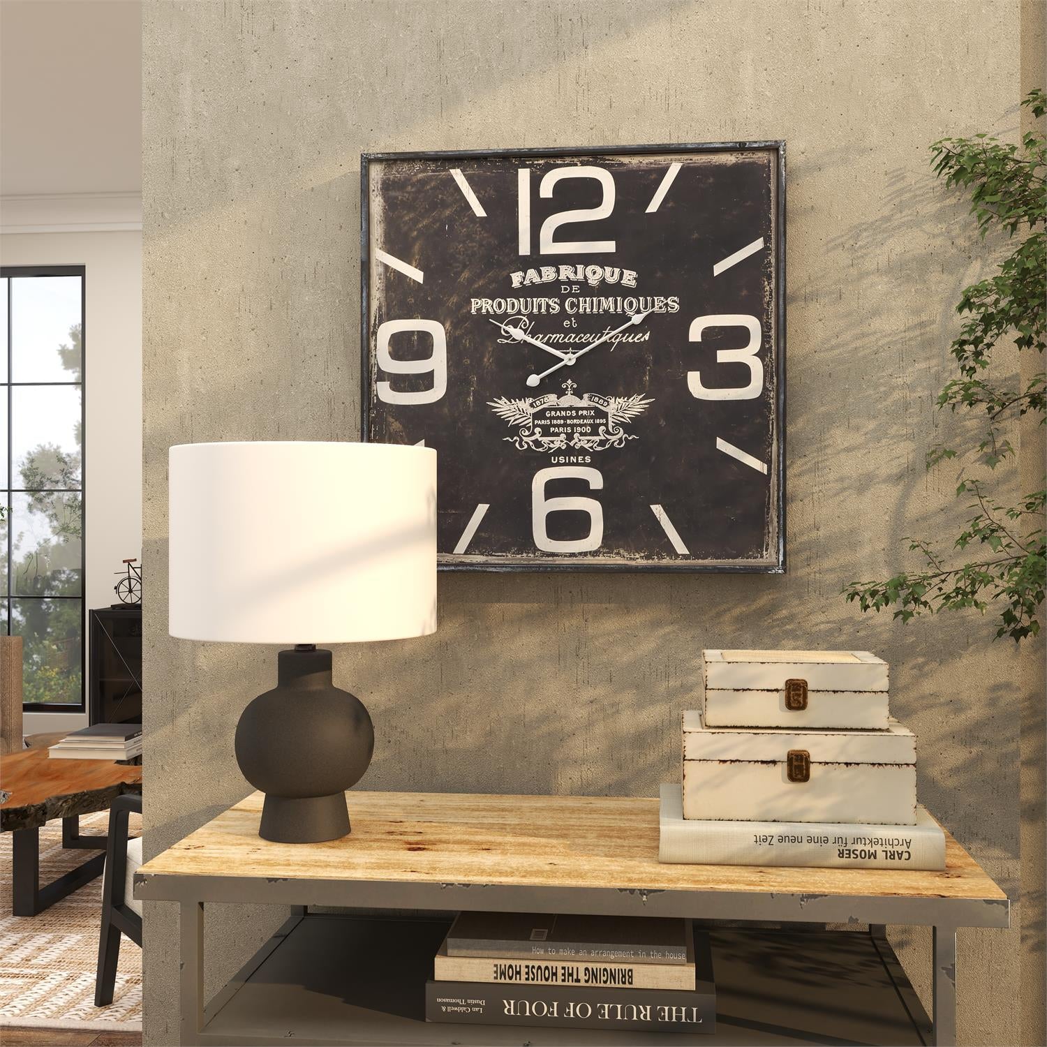 UMA 52518 Black Wooden Decorative Wall Clock, 23" x 2" x 23"