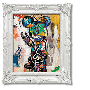 Classy Art TT2162 Graffiti Bear in White Frame 21 x 25