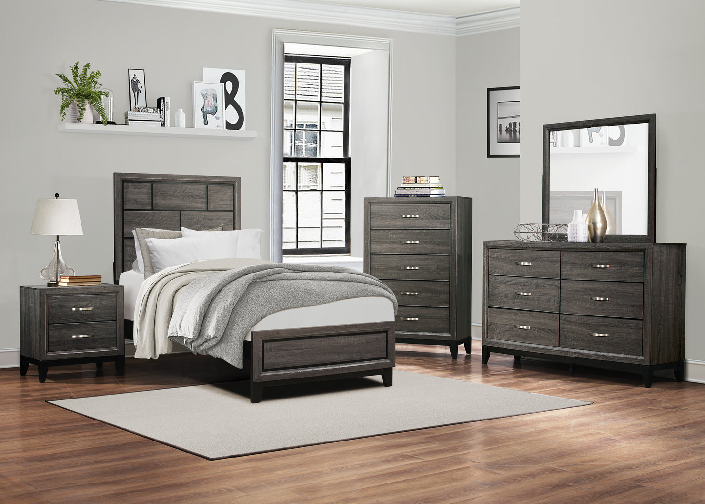 Homelegance 1645-5 Davi Gray 6 Drawer Dresser