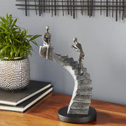 UMA 58372 Black Polystone People Decorative Sculpture with Stairs, 8" x 3" x 14"