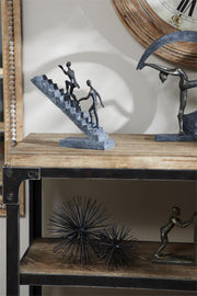 UMA 58373 Gray Polystone People Decorative Sculpture with Stairs, 8" x 3" x 14"