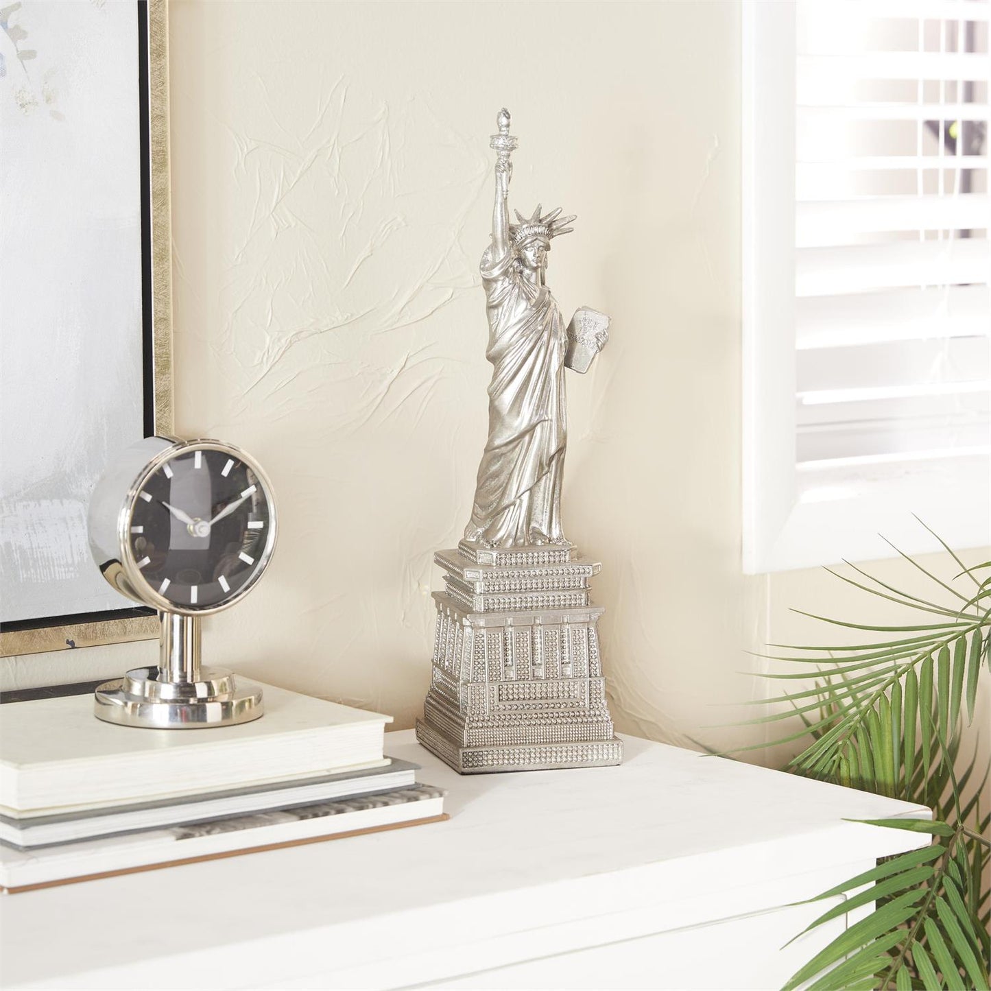 UMA 67585 Silver Polystone Statue of Liberty Decorative Sculpture, 5" x 5" x 17"