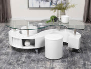 Coaster 703400 Buckley 3-piece S- Coffee Table and Stools Set White ( 3 BOXES )