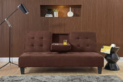 Milton 7501-BR Dark Brown Dacron Futon w/ Cup Holder