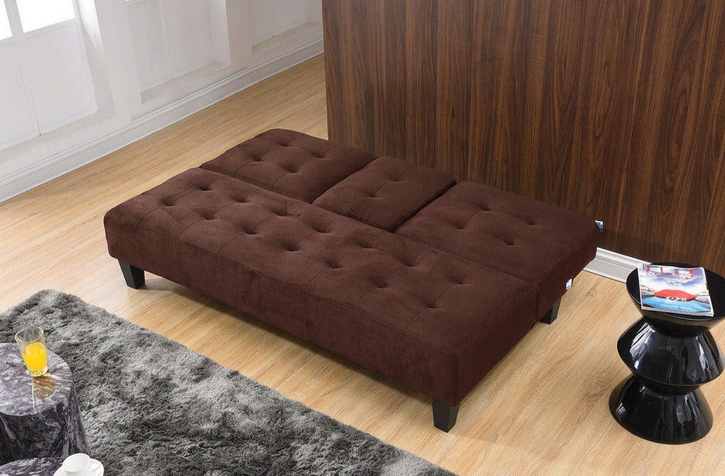 Milton 7501-BR Dark Brown Dacron Futon w/ Cup Holder