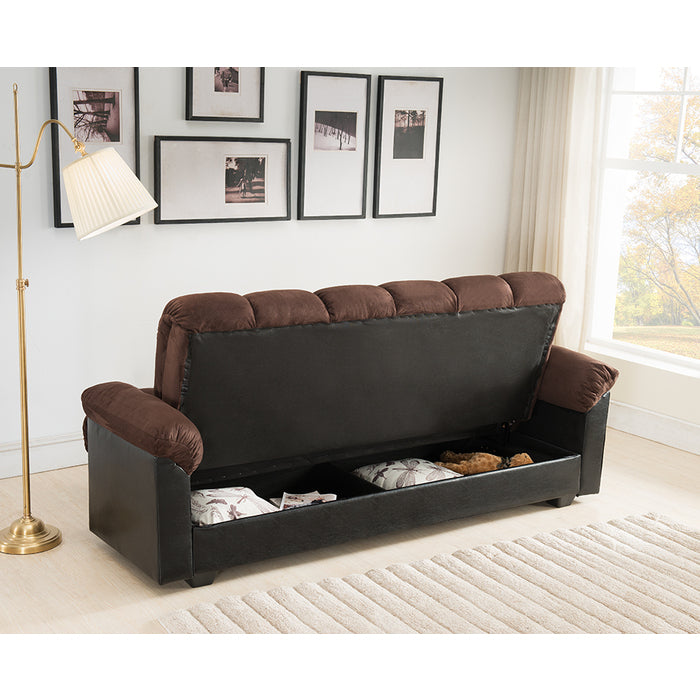 Milton 7538-DB Dark Brown Click Clack Futon w/ Storage