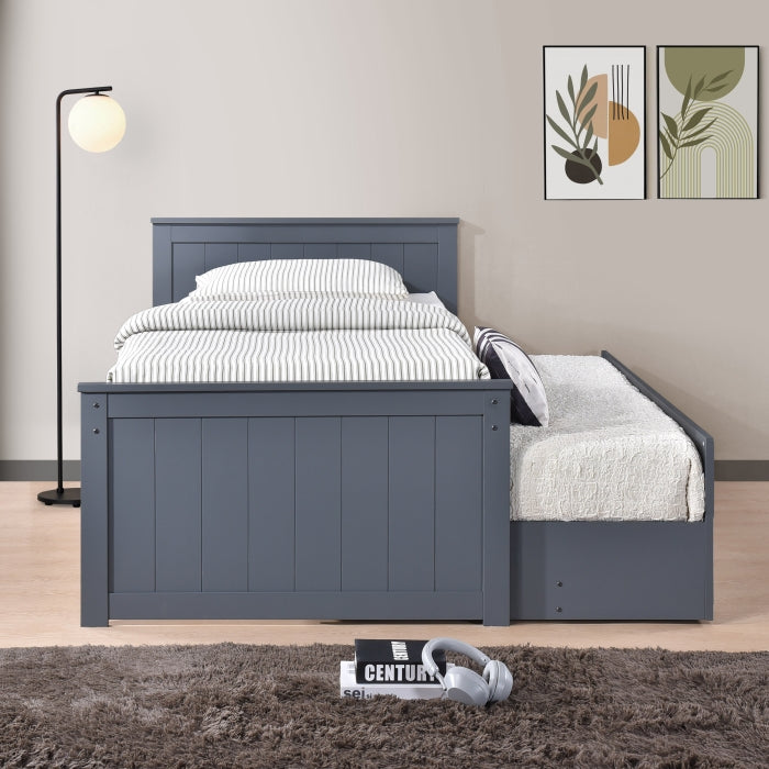 Milton 7548 Dark Gray Twin Platform Bed w/ Trundle & Drawers