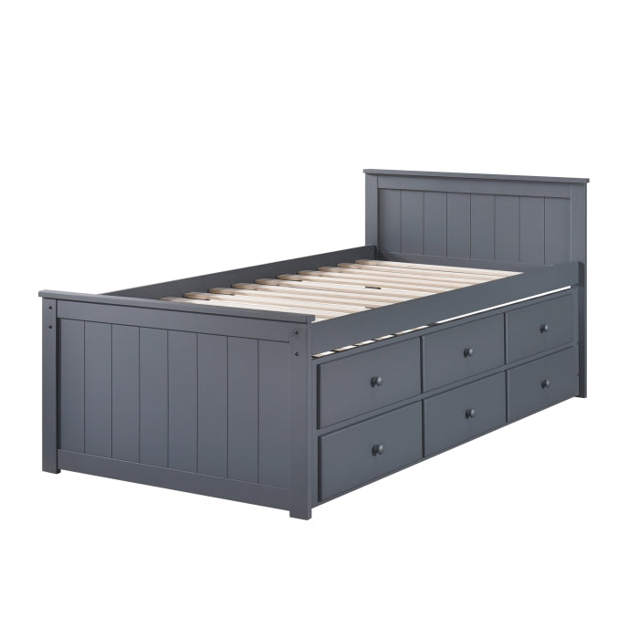 Milton 7548 Dark Gray Twin Platform Bed w/ Trundle & Drawers