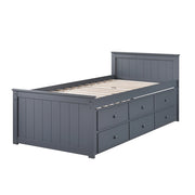 Milton 7548 Dark Gray Twin Platform Bed w/ Trundle & Drawers