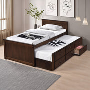Milton 7549 Espresso Twin Platform Bed w/ Trundle & Drawers