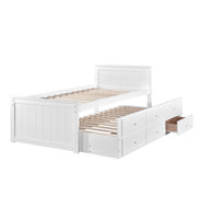 Milton 7550 White Twin Platform Bed w/ Trundle & Drawers