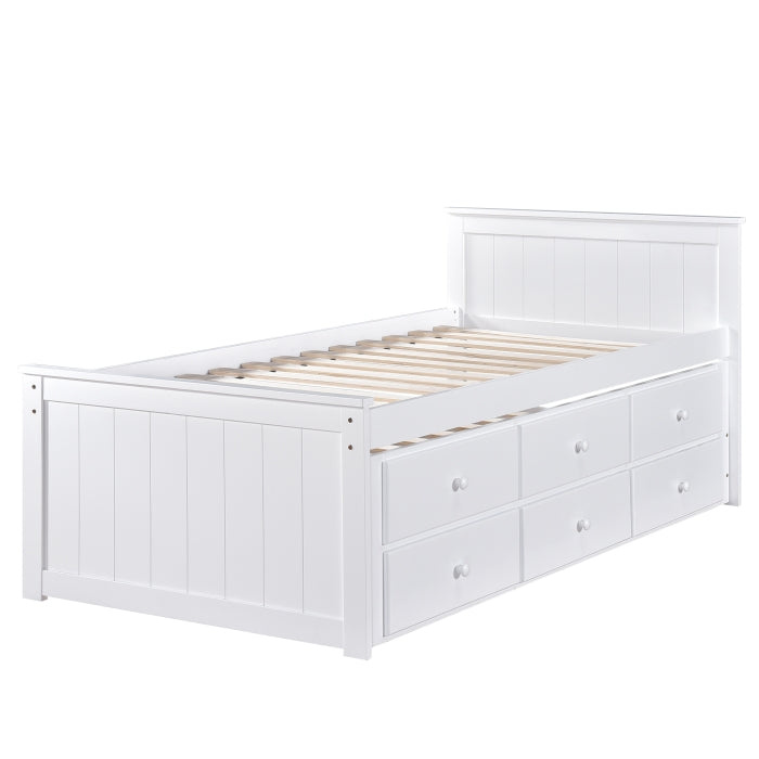 Milton 7550 White Twin Platform Bed w/ Trundle & Drawers