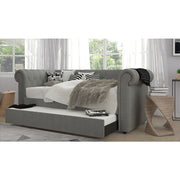 Milton 7608 Light Gray Rolled Arms Daybed w/ Twin Trundle
