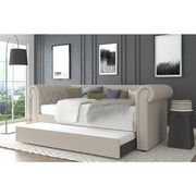 Milton 7609 Beige Rolled Arms Daybed w/ Twin Trundle