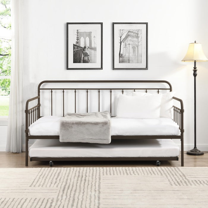 Milton 7628 Farmhouse Classic Style Copper Metal Day Bed w/ Twin Trundle