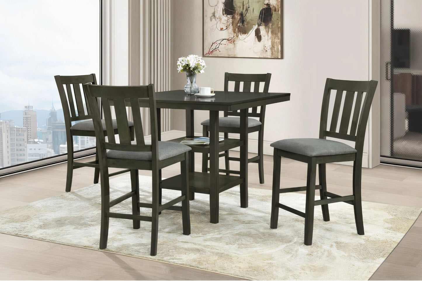 Milton 7868 / 7768 Gray 5 Piece Counter Height Dining Set