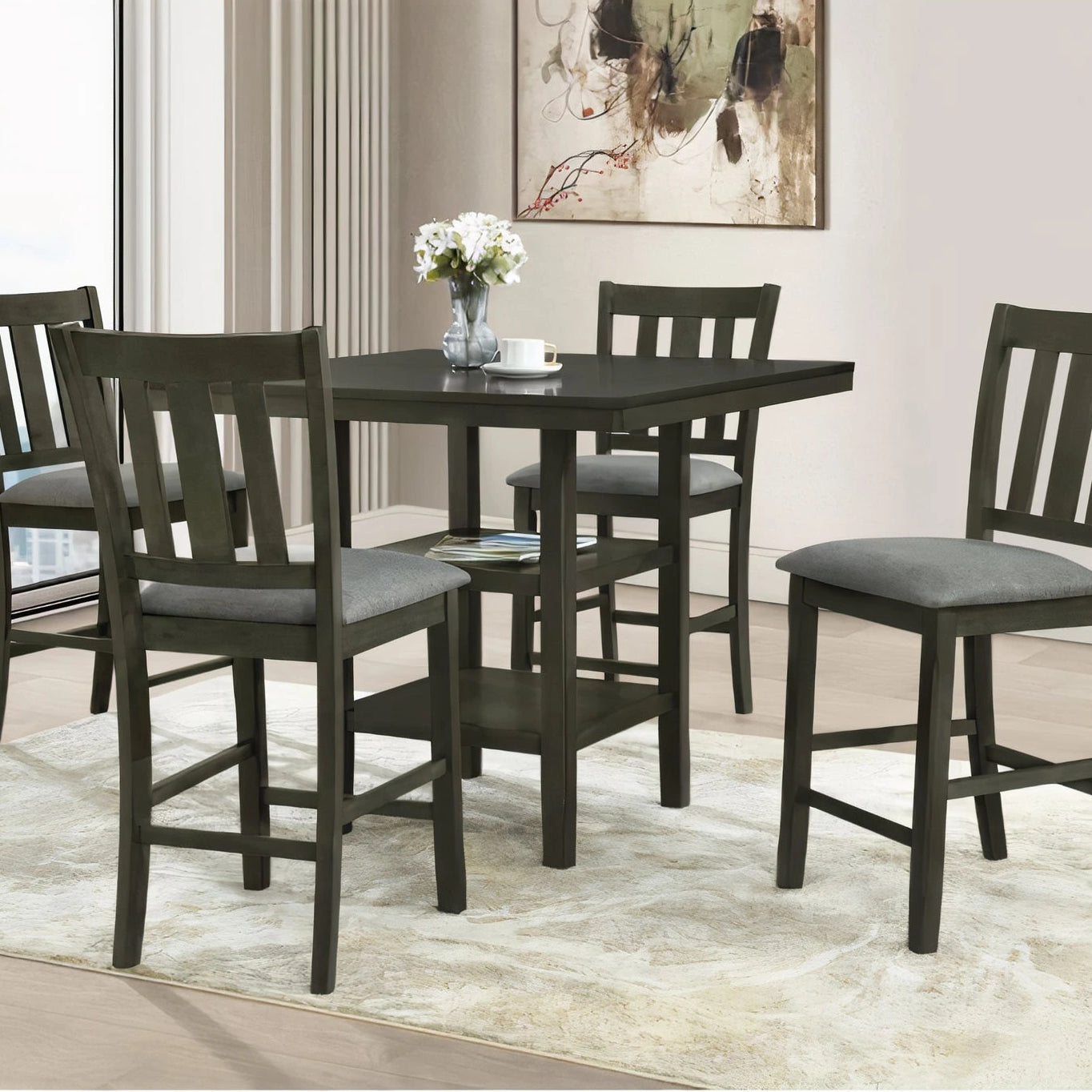 Milton 7868 / 7768 Gray 5 Piece Counter Height Dining Set