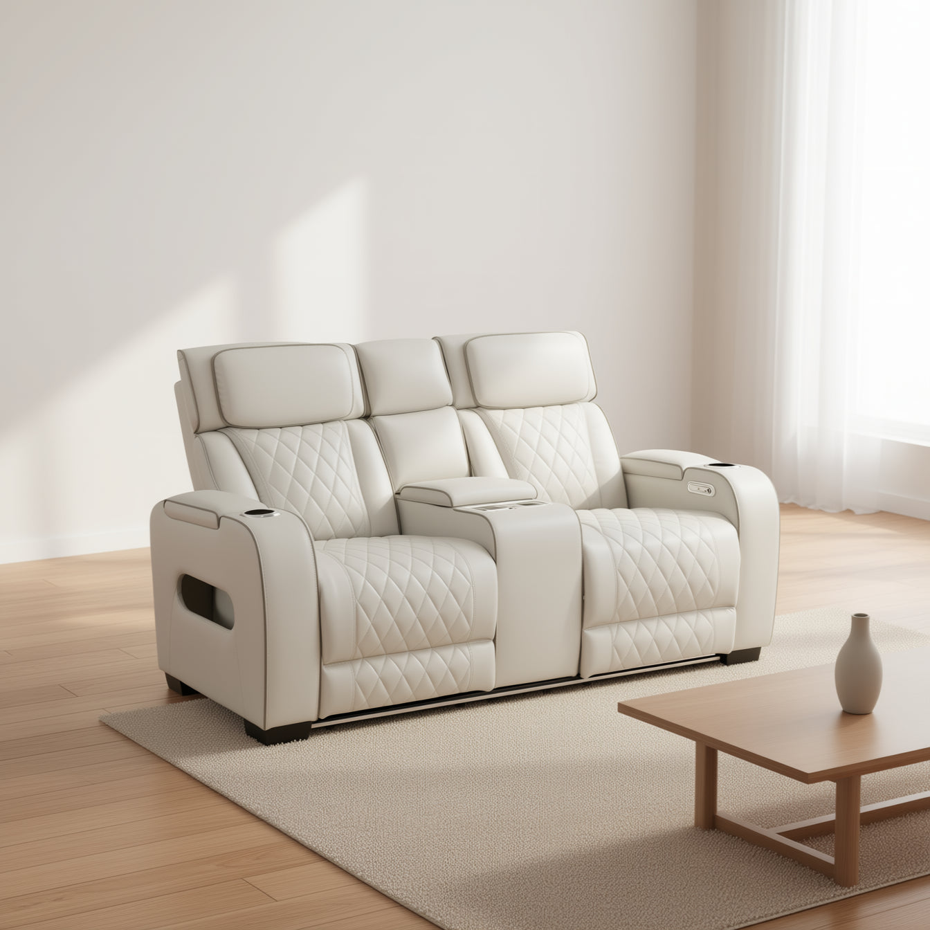 Homelegance 9516TPE-2PWH Fairway White Power Double Reclining Love Seat with Center Console
