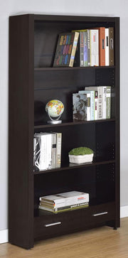 Coaster 800905 Skylar Cappuccino 71-inch 5-shelf Bookcase with Drawer
