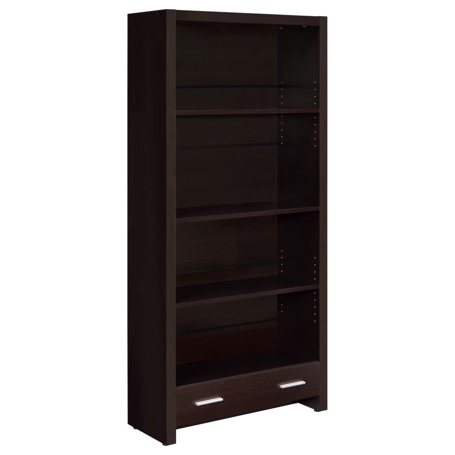 Coaster 800905 Skylar Cappuccino 71-inch 5-shelf Bookcase with Drawer