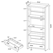 Coaster 800905 Skylar Cappuccino 71-inch 5-shelf Bookcase with Drawer
