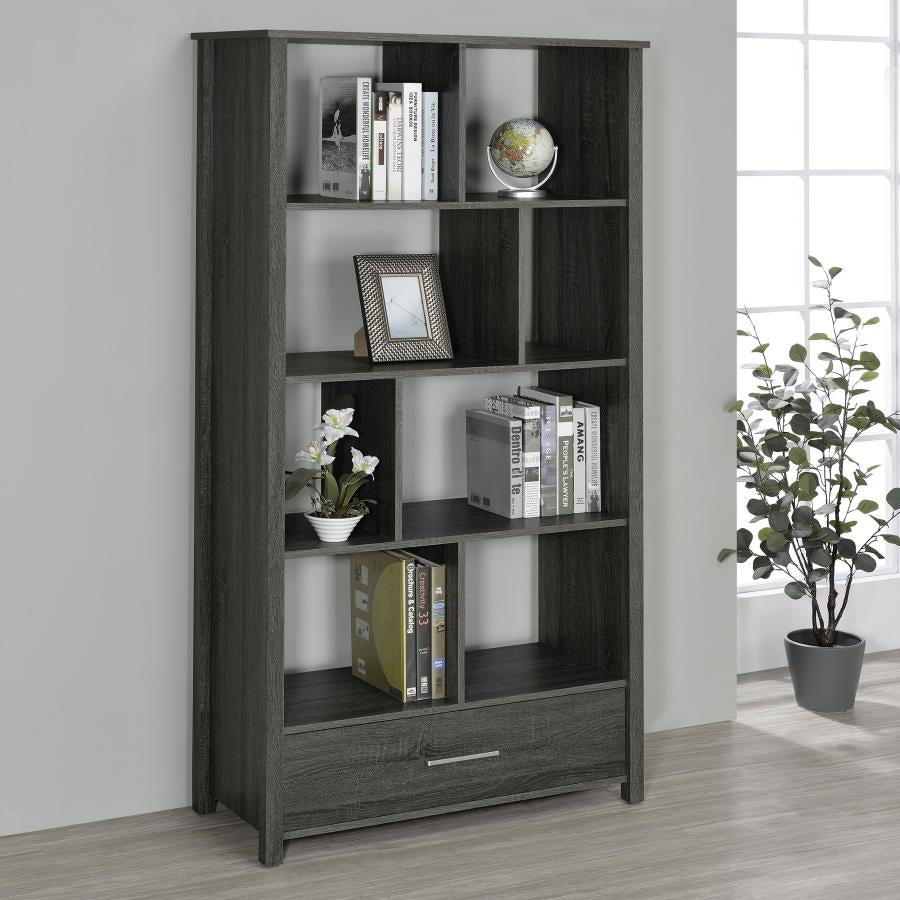 Coaster 801577 Dylan Weathered Grey 68-inch 4-shelf Storage Bookshelf