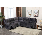 Milton 8019 Gray Velvet Modular Sectional w/ Power USB & Console ( 7 Boxes )