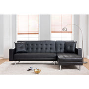 Milton 8036-BK Black Tufted Reversible Sectional Sofa Bed
