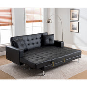 Milton 8036-BK Black Tufted Reversible Sectional Sofa Bed