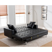 Milton 8036-BK Black Tufted Reversible Sectional Sofa Bed