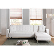 Milton 8036-WH White Tufted Reversible Sectional Sofa Bed