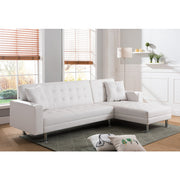 Milton 8036-WH White Tufted Reversible Sectional Sofa Bed