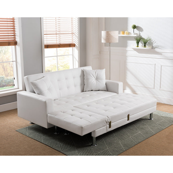 Milton 8036-WH White Tufted Reversible Sectional Sofa Bed