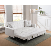 Milton 8036-WH White Tufted Reversible Sectional Sofa Bed