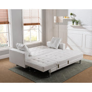 Milton 8036-WH White Tufted Reversible Sectional Sofa Bed