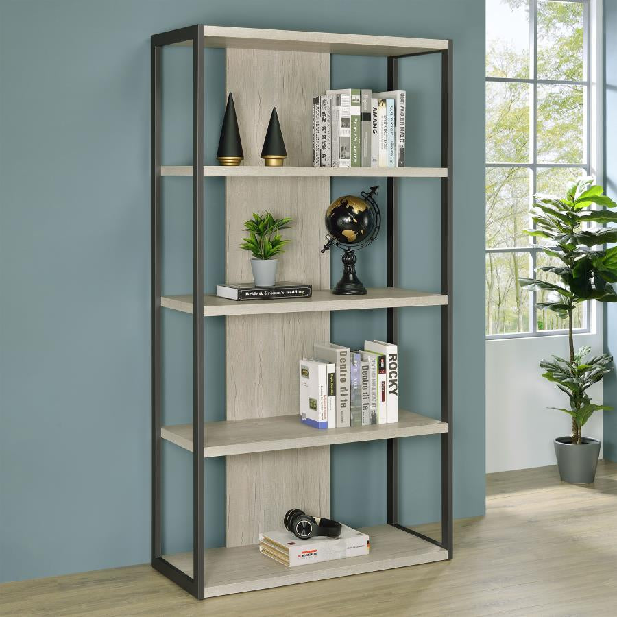 Coaster 805883 Loomis Whitewashed Grey 72-inch 4-shelf Bookshelf