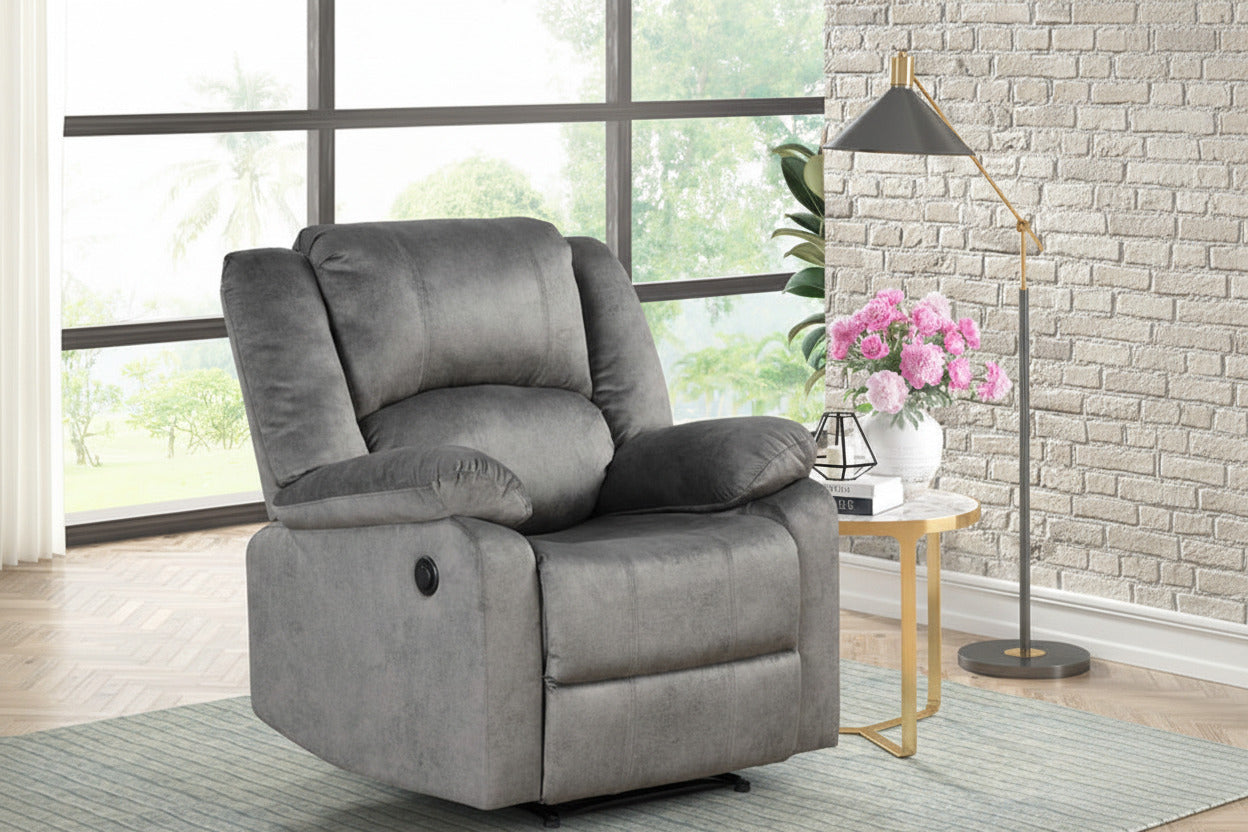 Milton 8102 Gray Fabric Electric Recliner