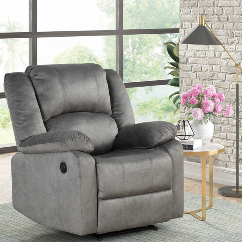Milton 8102 Gray Fabric Electric Recliner