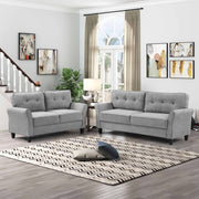 Milton 8160 Light Gray Fabric Tufted Back Sofa Loveseat Set