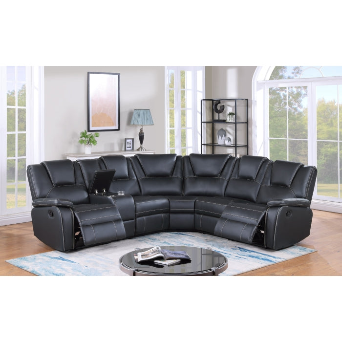 Milton 8187 Black Breathable Faux Leather Modular Manual Reclining Sectional