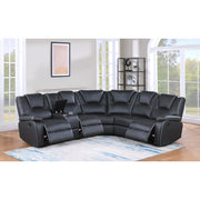 Milton 8187 Black Breathable Faux Leather Modular Manual Reclining Sectional