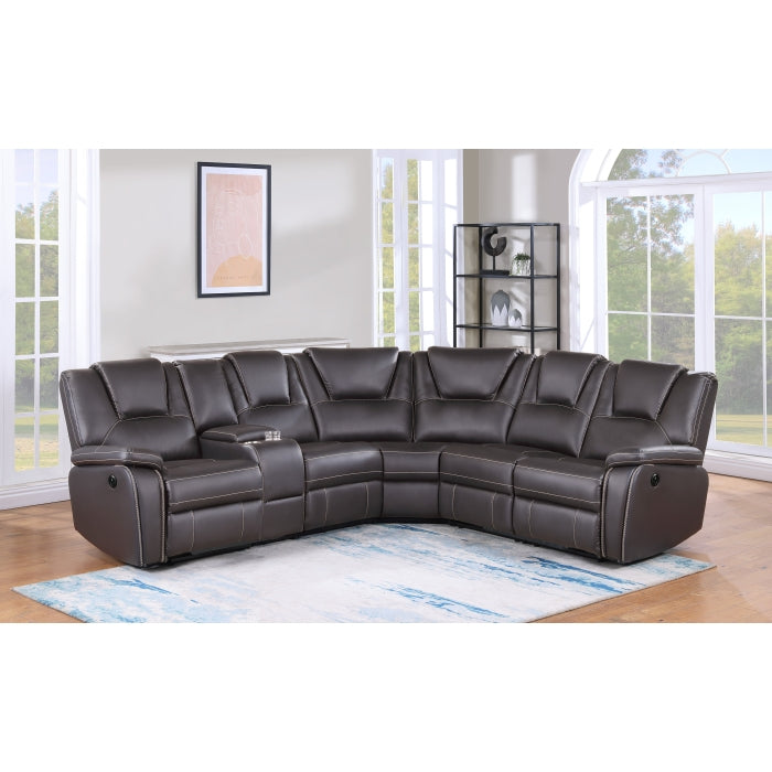 Milton 8191 Brown Breathable Faux Leather Modular Power Recliner Sectional