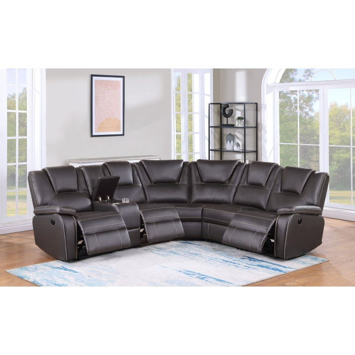 Milton 8191 Brown Breathable Faux Leather Modular Power Recliner Sectional