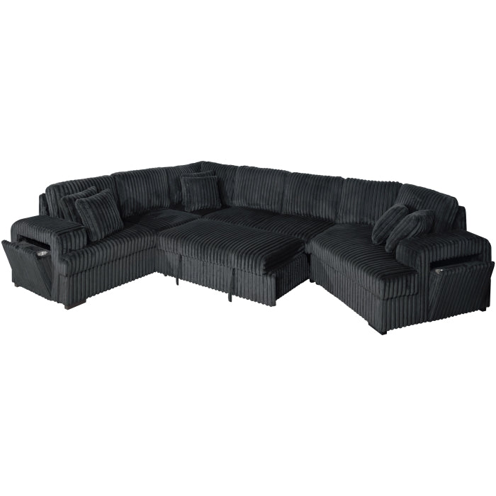 Milton 8240 Dark Gray Right Hand Facing Cuddler Sectional w/ Pull Out & Storage