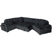 Milton 8240 Dark Gray Right Hand Facing Cuddler Sectional w/ Pull Out & Storage