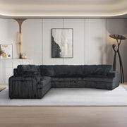 Milton 8240 Dark Gray Right Hand Facing Cuddler Sectional w/ Pull Out & Storage