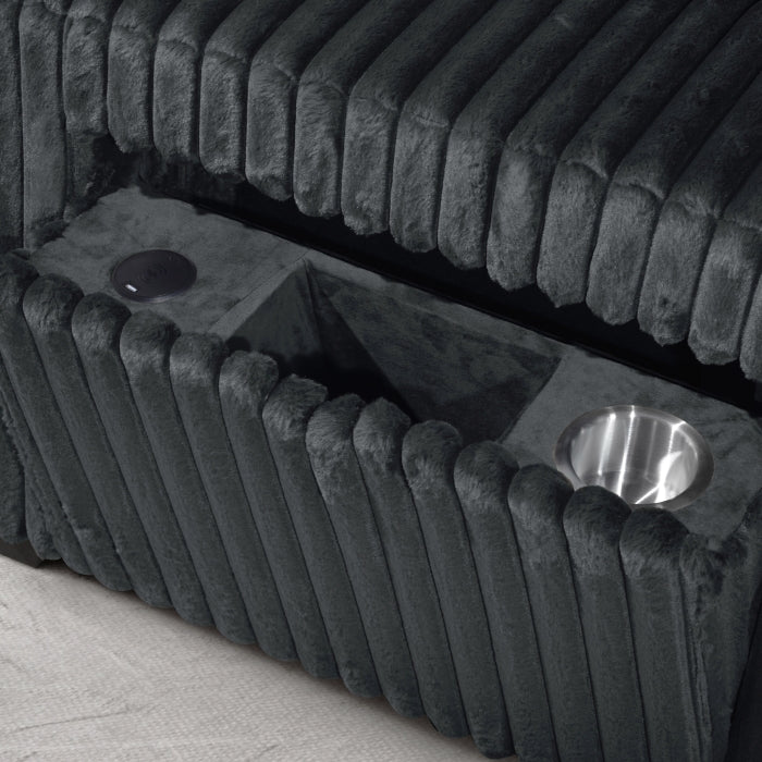 Milton 8240 Dark Gray Right Hand Facing Cuddler Sectional w/ Pull Out & Storage