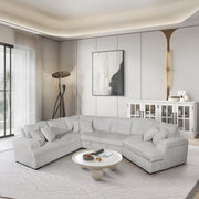 Milton 8242 Light Silver Right Hand Facing Cuddler Sectional w/ Pull Out & Storage