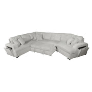 Milton 8242 Light Silver Right Hand Facing Cuddler Sectional w/ Pull Out & Storage